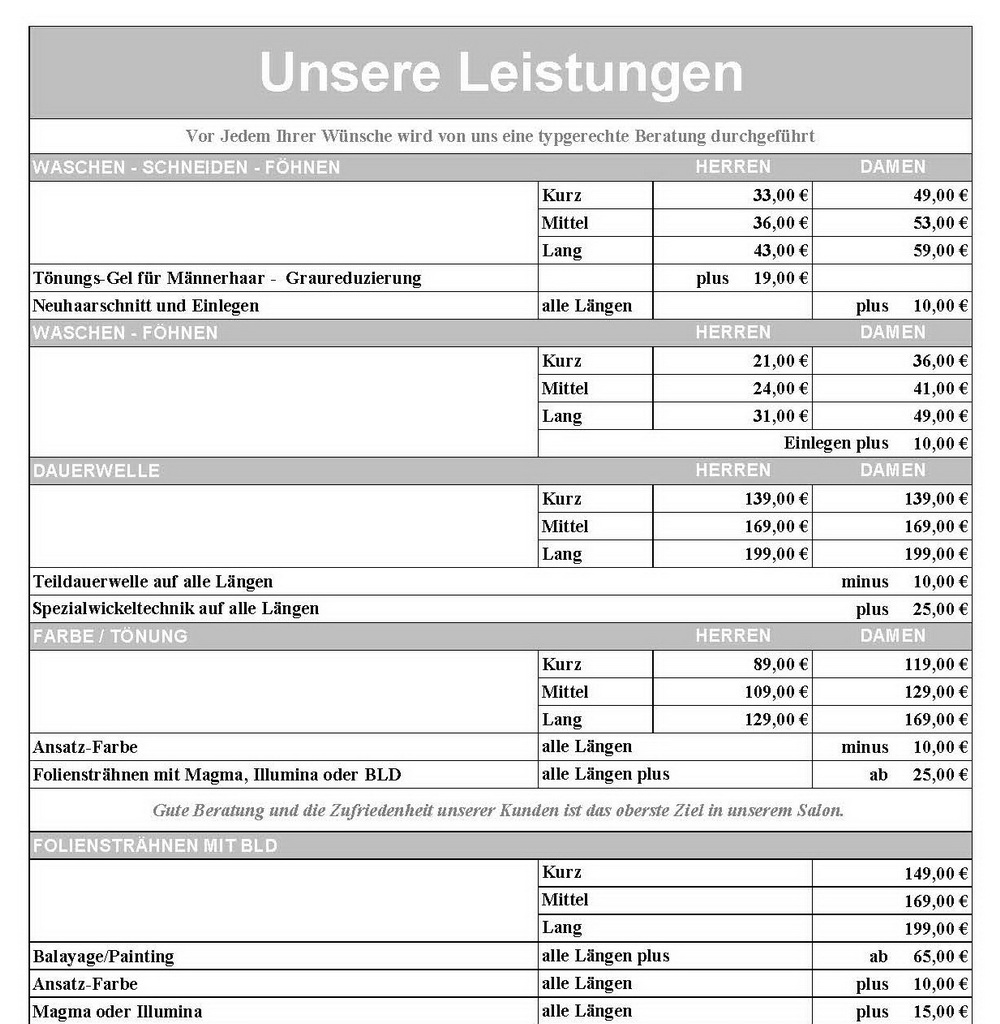 Leistungen & Preise